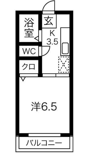 フォレストK2(1K/2階)の間取り写真