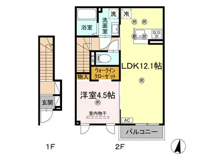 ビバーチェ城東(1LDK/2階)の間取り写真
