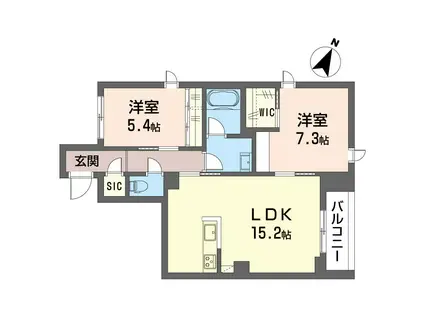 カーサレフィシア(2LDK/2階)の間取り写真