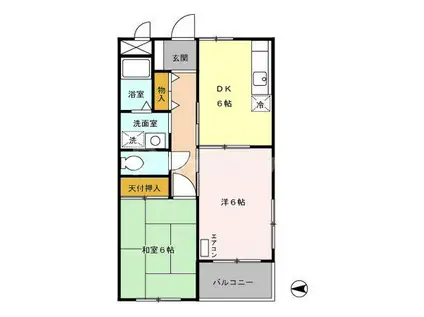 レインボーハウス(2DK/3階)の間取り写真