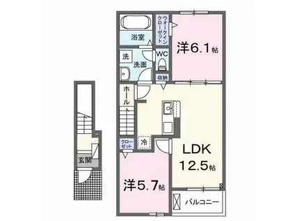京成松戸線 五香駅 徒歩13分 2階建 新築(2LDK/2階)の間取り写真