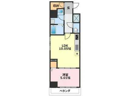 モアナレジデンス(1LDK/4階)の間取り写真