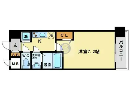 メインステージ大阪福島(1K/4階)の間取り写真