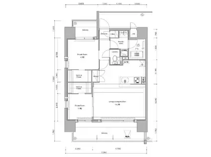 ネストピア博多グランドステージII(2LDK/3階)の間取り写真