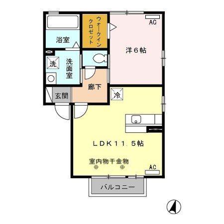 プロフォンドA(1LDK/2階)の間取り写真