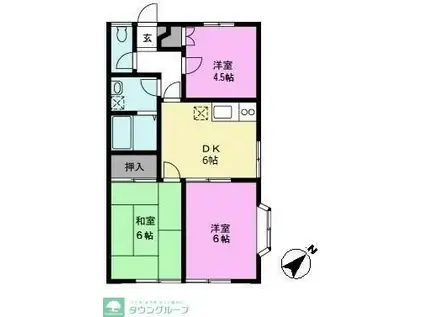 マインドハイム秋元(3DK/1階)の間取り写真