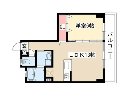 山田ビル(1LDK/3階)の間取り写真