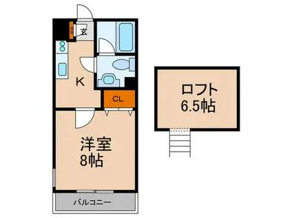 サンヴィアーレフジ(1K/2階)の間取り写真