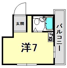グランディア甲東園(ワンルーム/2階)の間取り写真