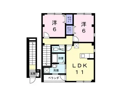 エル・シャローム輝(2LDK/2階)の間取り写真