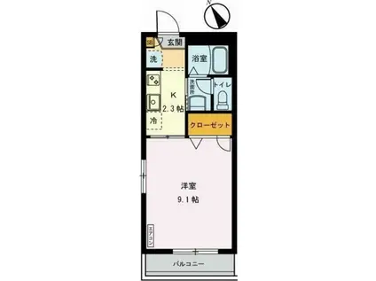 ル・ミルグリー(1K/2階)の間取り写真