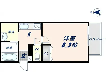 Tーウエスト(1K/2階)の間取り写真