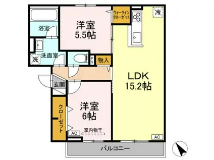RESUA茶畑(2LDK/2階)の間取り写真