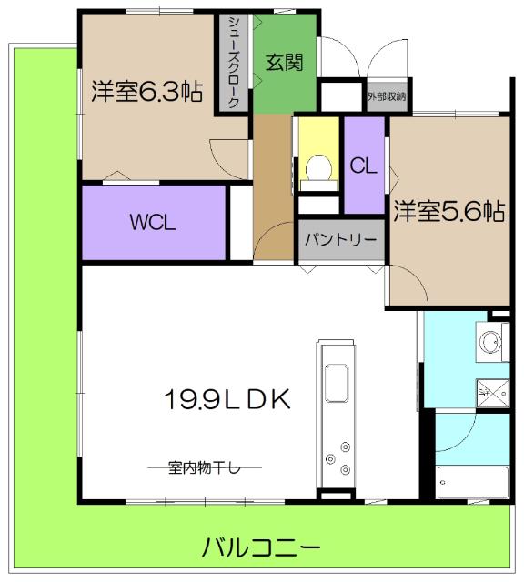 パルクエンテ(2LDK/3階)の間取り写真