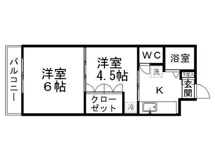 イーグルハイツ高松(2K/4階)の間取り写真