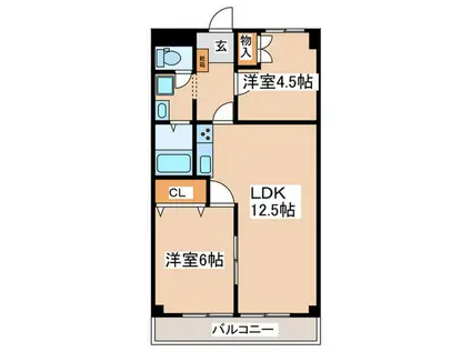 フューグマンション(2LDK/3階)の間取り写真