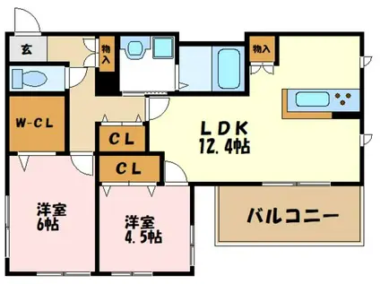 メゾン・リヴ・クレールIII (2LDK/3階)の間取り写真