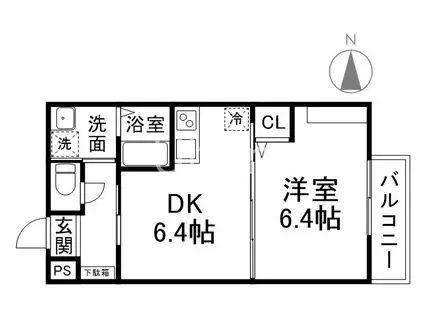 エントランスライフ宝ヶ池(1DK/1階)の間取り写真