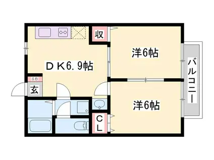 エムズフォレスト(2DK/2階)の間取り写真