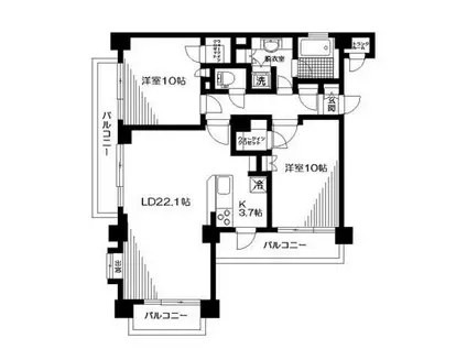 パレステージ成城(2LDK/2階)の間取り写真