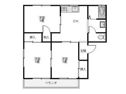 スカイハウス(3DK/2階)の間取り写真