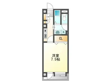 フリュウゲル21(1K/8階)の間取り写真