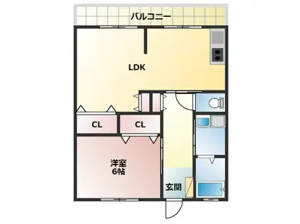 コーポニュー吹上(1LDK/2階)の間取り写真