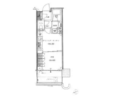 パークタワー勝どきミッド(1DK/20階)の間取り写真