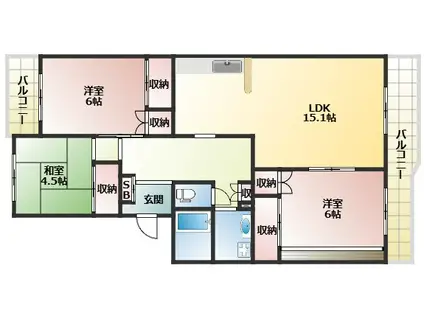 ECLARGE A棟(3LDK/2階)の間取り写真