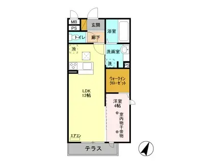 ロイジェントパークスレイクタウンG(1LDK/1階)の間取り写真