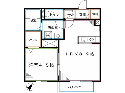 ＪＲ中央線 国立駅 徒歩10分 2階建 築14年(1LDK/1階)の間取り写真