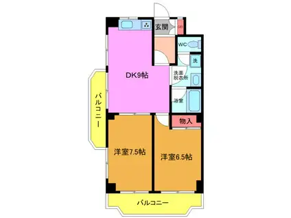 メゾンドグリシーヌ(2DK/3階)の間取り写真