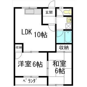 ムーニー室賀(2LDK/1階)の間取り写真