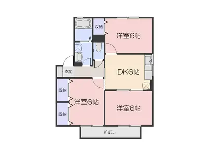 クリエカーサ(3DK/1階)の間取り写真