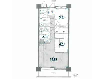 セレーノ本町(2LDK/2階)の間取り写真