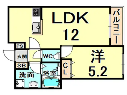 M.CUBE(1LDK/2階)の間取り写真