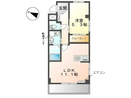 ラヴィーユ クラ(1LDK/3階)の間取り写真