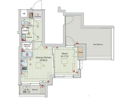 セリュークス田園調布南(1DK/5階)の間取り写真