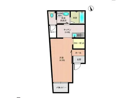 ミュー亀井町(1K/3階)の間取り写真