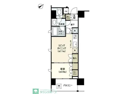 フィンチリーコート(1DK/10階)の間取り写真