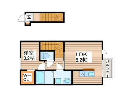 THE ROOM 南仙台駅C棟(1LDK/2階)の間取り写真