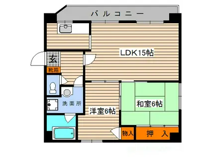 メゾン国泰寺(2LDK/6階)の間取り写真