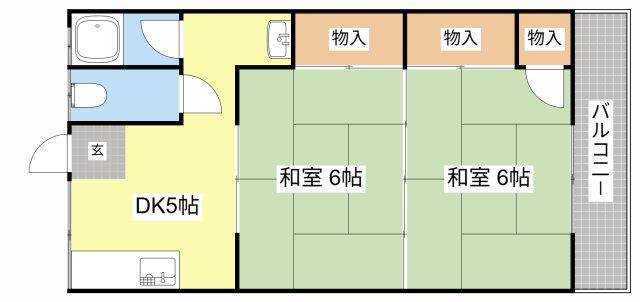 東陽コーポ(2DK/2階)の間取り写真