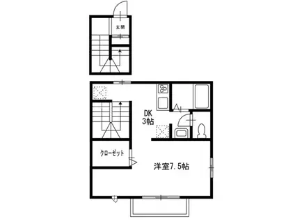 ミ・カサ(1K/2階)の間取り写真