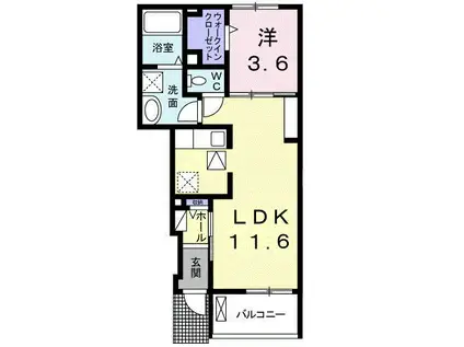 サンレジデンス I(1LDK/1階)の間取り写真