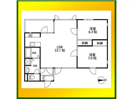 西武国分寺線 鷹の台駅 徒歩13分 4階建 築30年(2LDK/3階)の間取り写真
