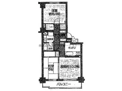 パシフィック近代美術館前(2LDK/3階)の間取り写真