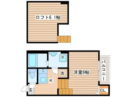 エスペランサ河原町(1K/2階)の間取り写真