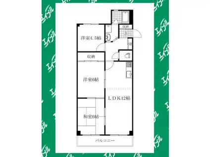 宝本宮ハイツ(3LDK/1階)の間取り写真