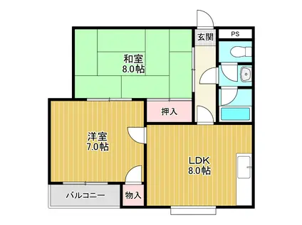 ウエストワンIII(2DK/3階)の間取り写真